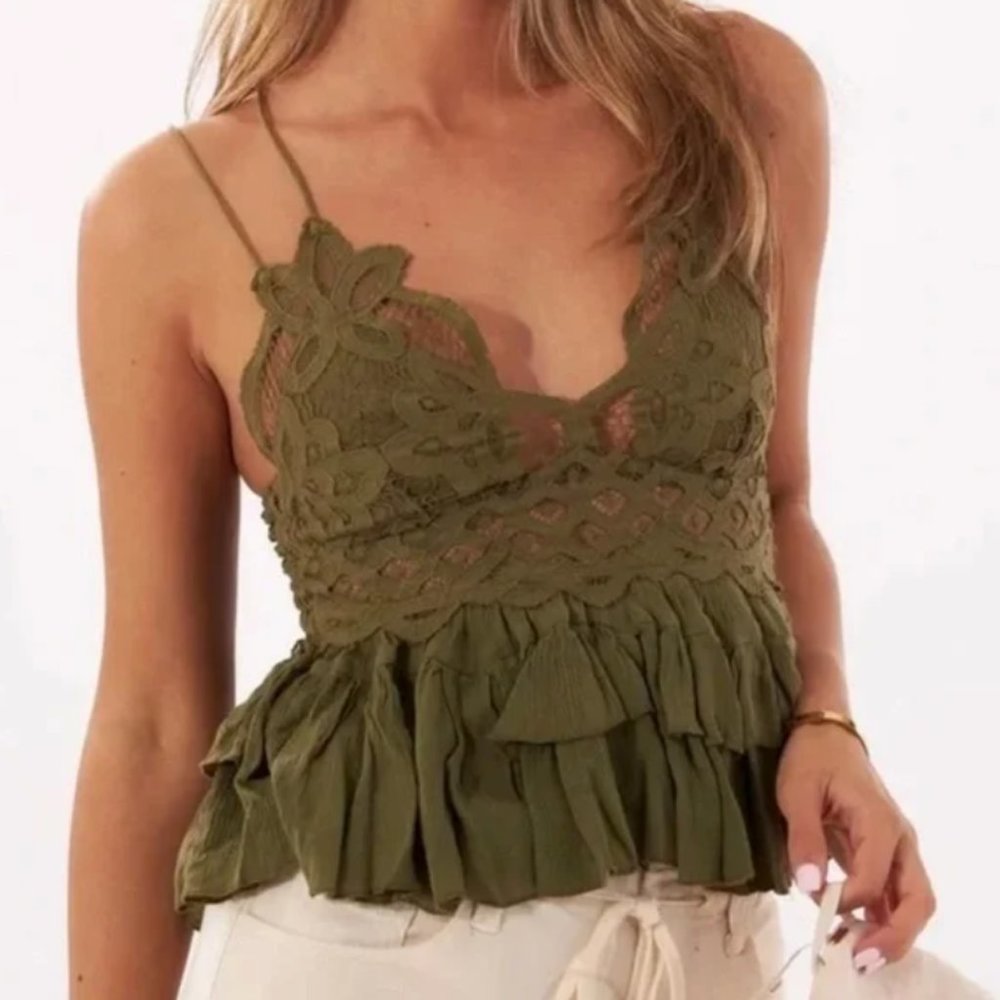 NWT Free People Adella Cami in Olive Green